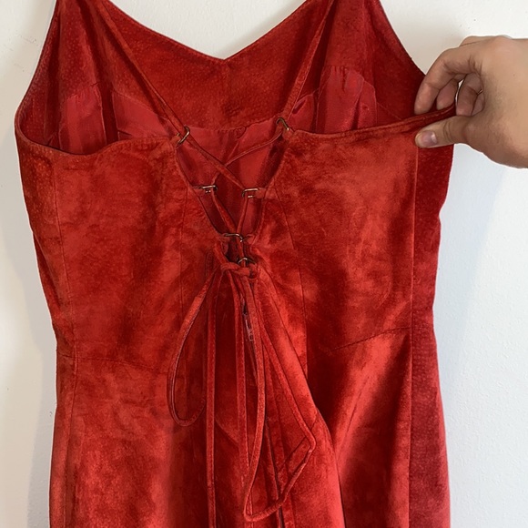 VINTAGE DANIER Genuine Leather Suede Lace Up Back Dress - Picture 2 of 11